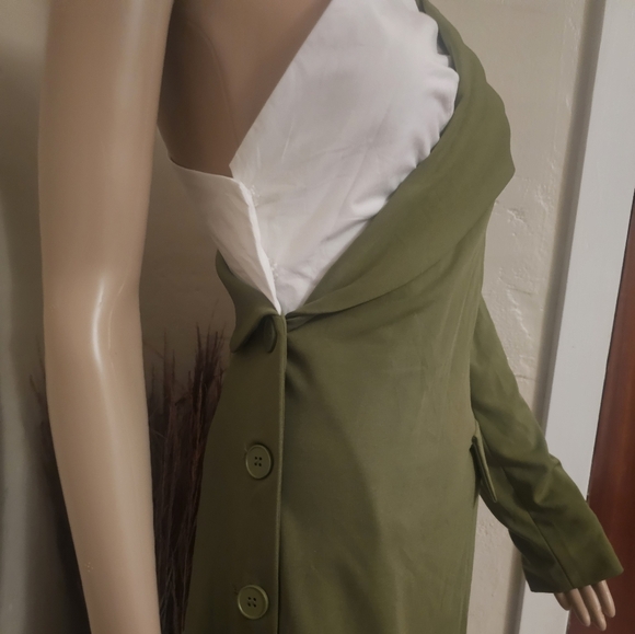 Miss Circle Zola Olive One Sleeve Blazer Dress - Picture 4 of 11